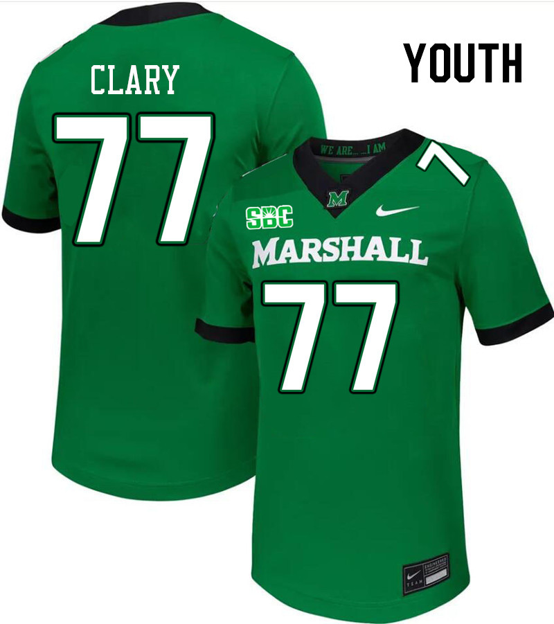 Youth #77 Isaac Clary Marshall Thundering Herd SBC Conference College Football Jerseys Stitched-Gree